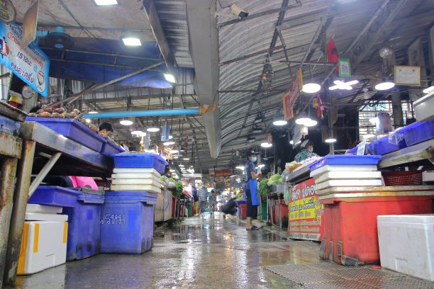 泰国鱼市场出售的生猛海鲜（新冠疫情期间）图片下载