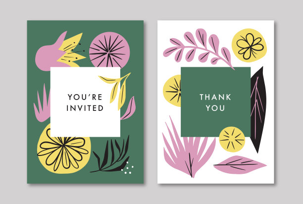 贺卡设计与花园花卉图形图片下载