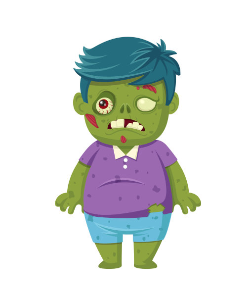 卡通僵尸孤立的白色人物僵尸图片下载