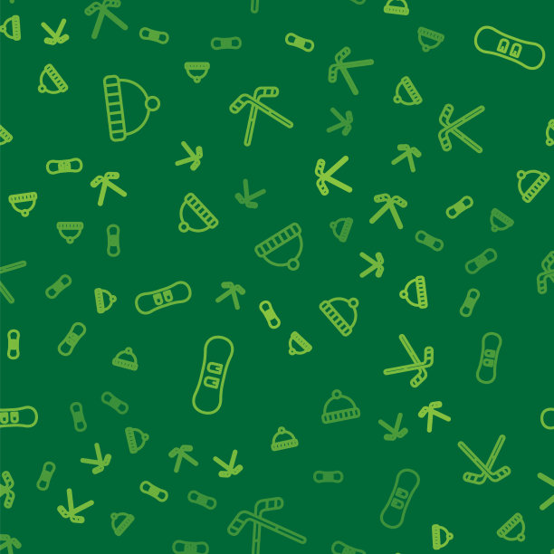 设置线冬季帽滑雪板和冰球图片下载