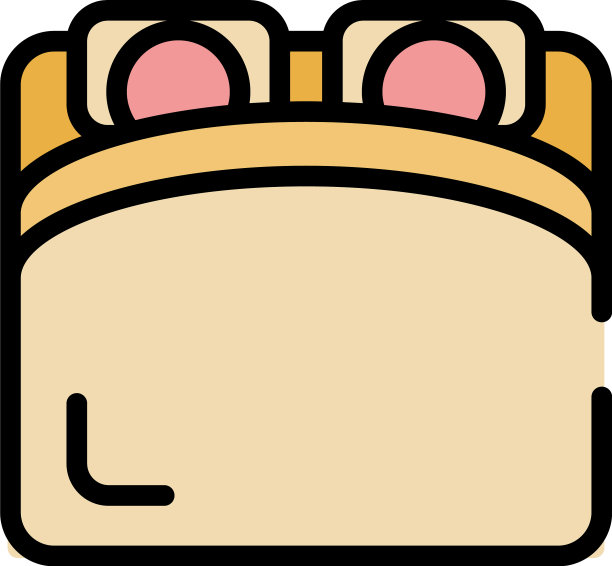 一对睡在床上的图标颜色轮廓图片下载