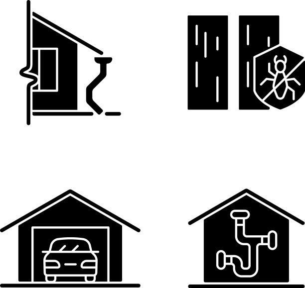 住宅建筑黑色图标集图片下载