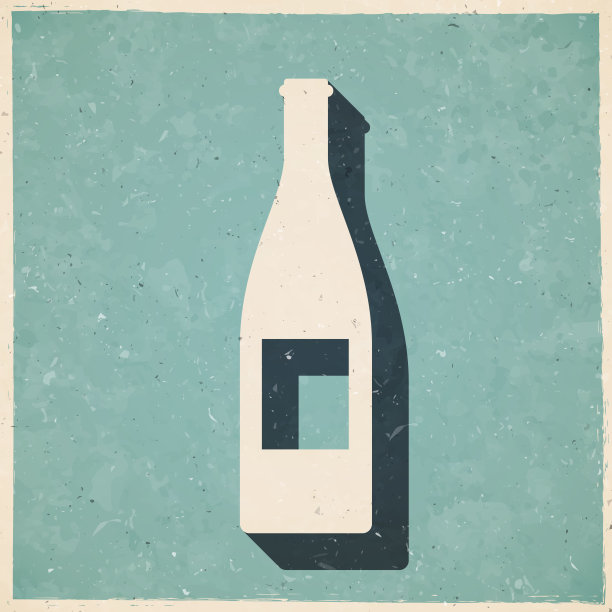 酒瓶。图标在复古风格-旧纹理纸图片下载