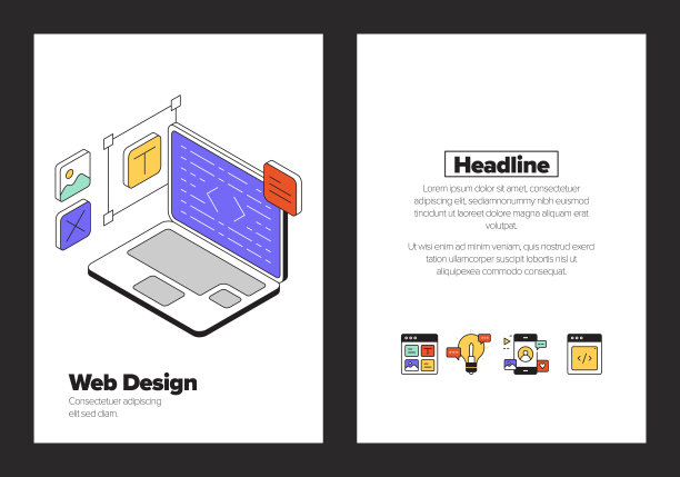 网页设计概念等角网页横幅，海报，封面和横幅的三维设计图片下载