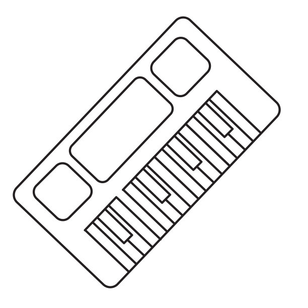 白色背景上的合成器或键盘乐器的细线图标图片下载