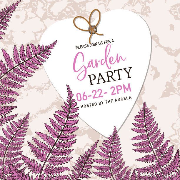 优雅的蕨类婚礼邀请模板图片下载