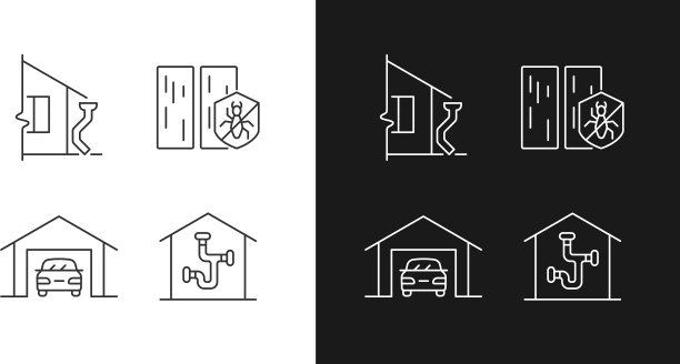 住宅建筑线性图标集图片下载