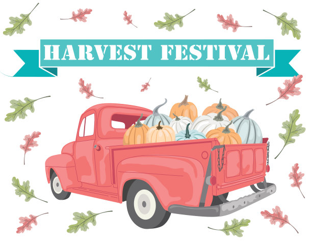 秋天丰收节皮卡图片下载
