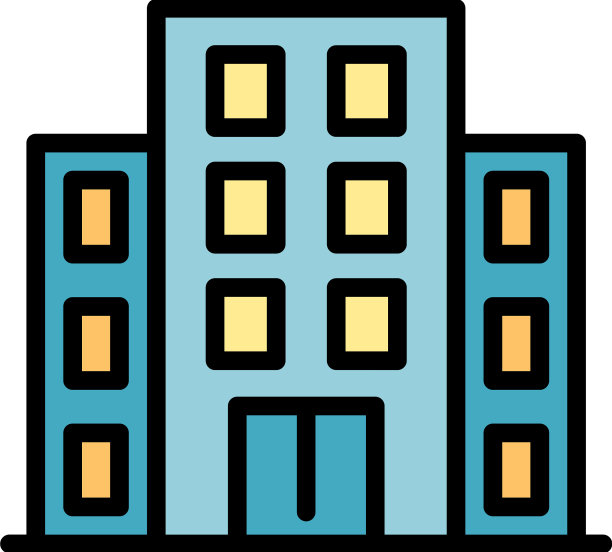 诊所建筑图标彩色轮廓图片下载