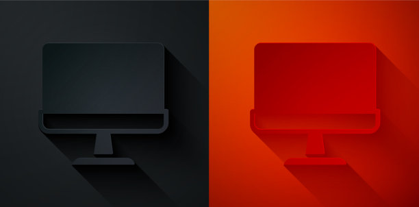 剪纸电脑显示器屏幕上的图标隔离图片下载