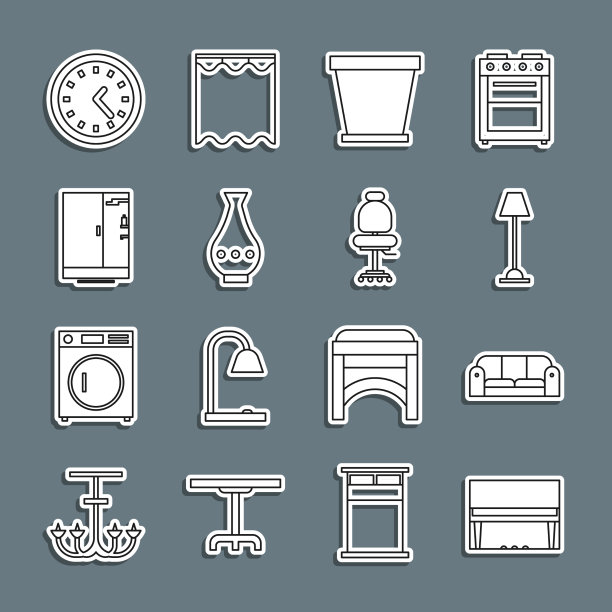 套线三角钢琴沙发落地灯花盆图片下载