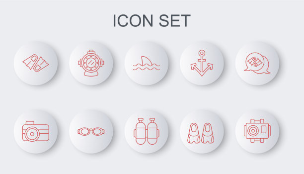 为潜水者的鲨鱼鳍设置线相机图片下载