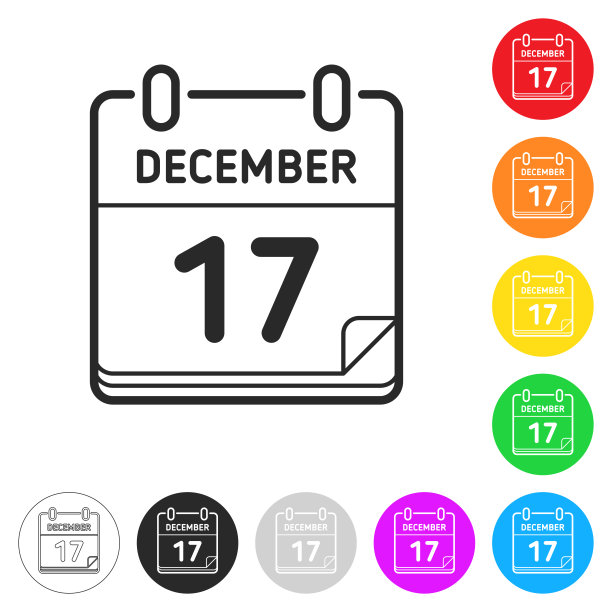 12月17日彩色按钮扁平图标图片下载