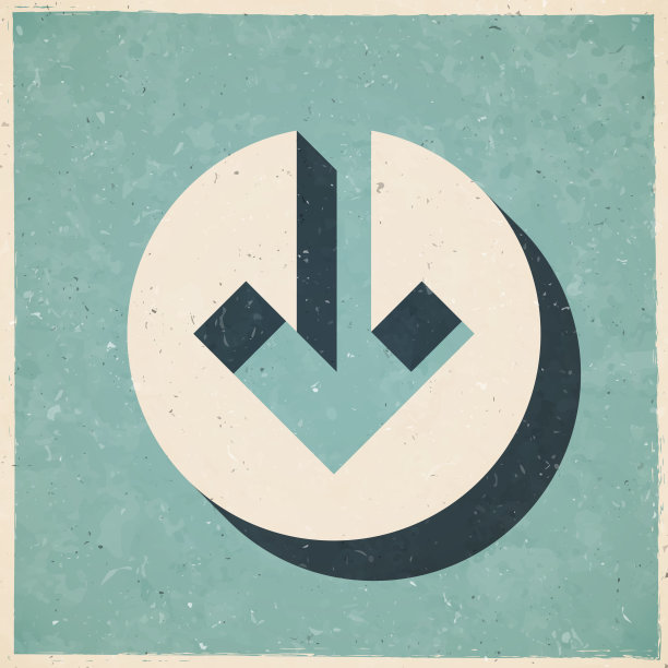 向下箭头。图标在复古风格-旧纹理纸图片下载