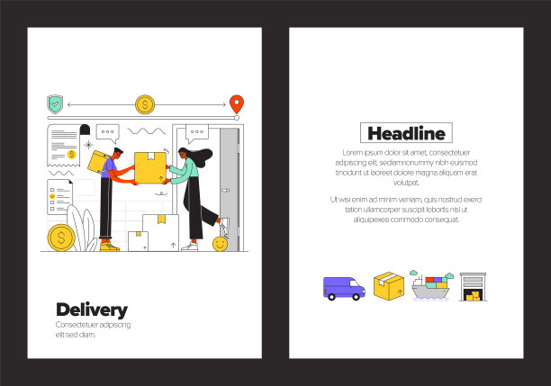 为海报，封面和横幅，广告和营销材料的交付概念图片下载