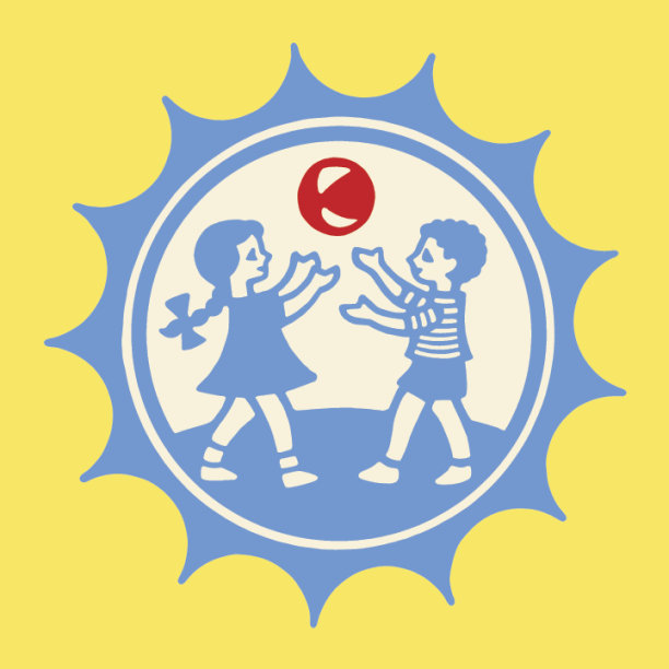 男孩和女孩在圈内玩球图片下载