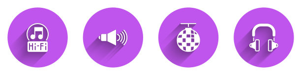 音符音调扬声器音量迪斯科球图标图片下载