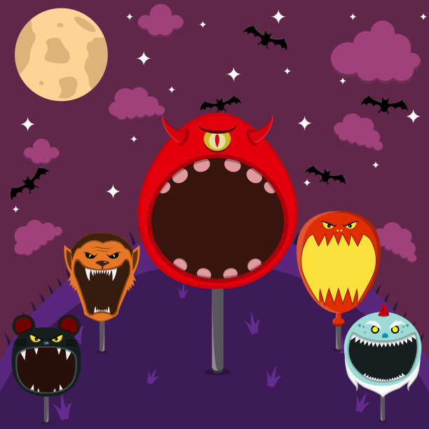 头怪物在野外和夜间设置了大的一只眼睛图片下载