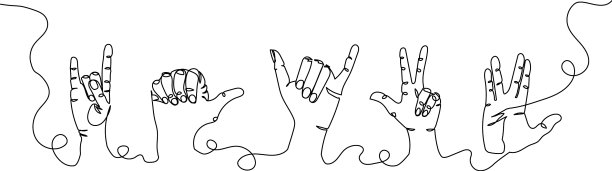 手势一行设艺术连续一行图片下载