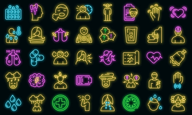 恐慌发作图标设置霓虹灯图片下载