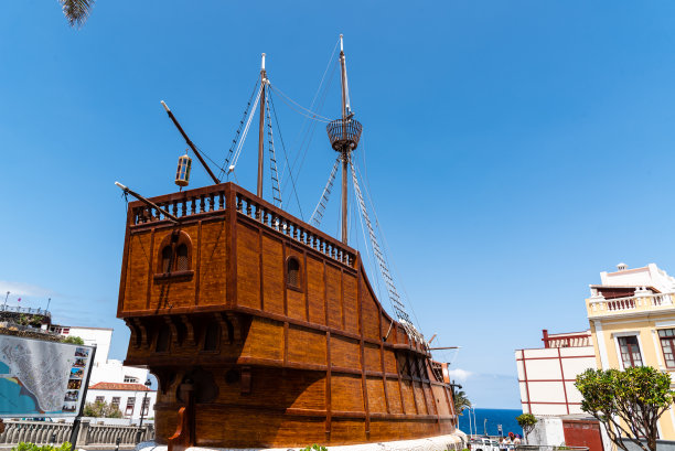 圣克鲁兹德拉帕尔马海军博物馆的圣玛丽亚caravel复制品图片下载