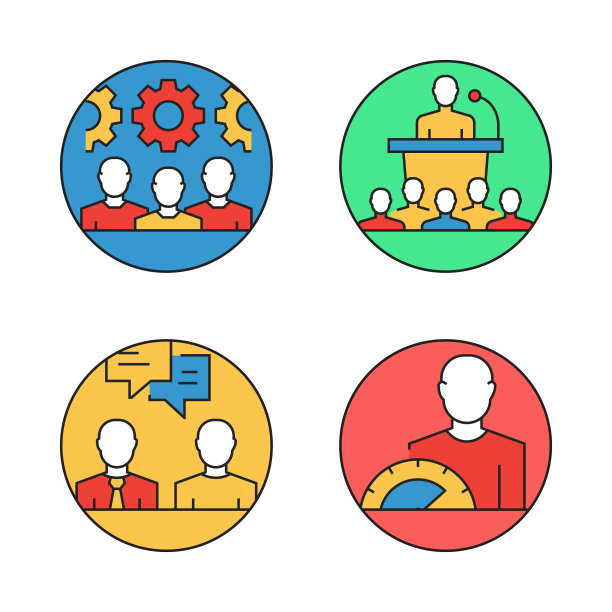 现代商业相关的平线图标。向量符号说明。图片下载