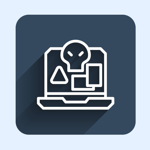 白色线条网络盗版图标长阴影隔离图片下载