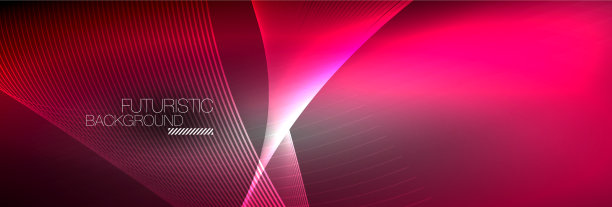 抽象的霓虹灯在黑暗中闪烁着波浪图片下载