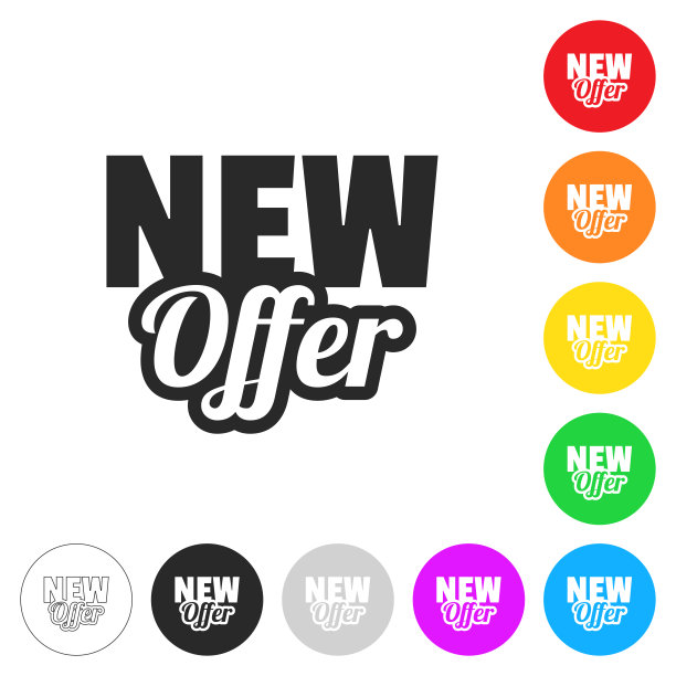 新的报价。按钮上不同颜色的平面图标图片下载