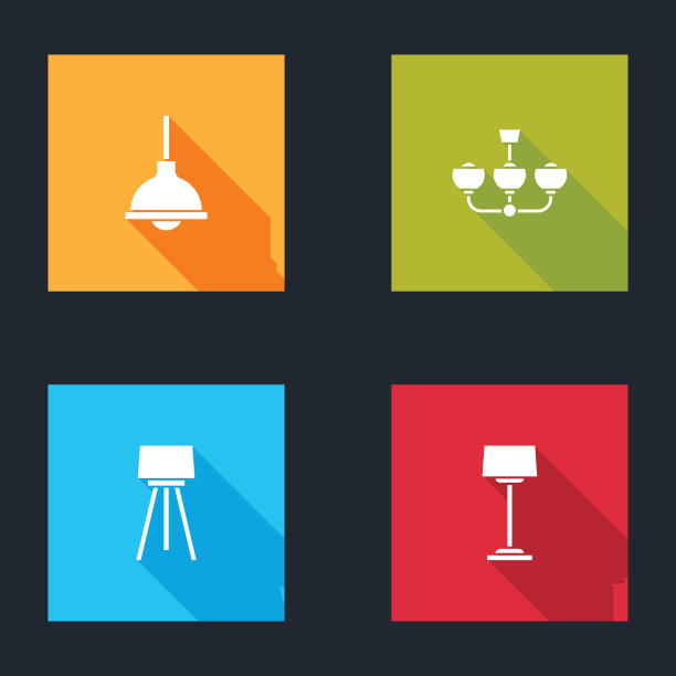 集灯、吊灯、落地灯及图标图片下载