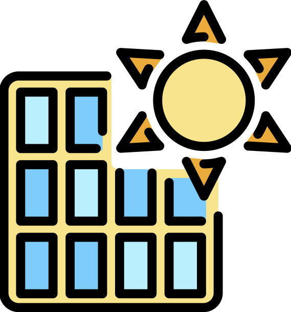 太阳能电池板彩色轮廓图标图片下载