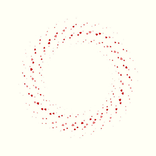 心在螺旋漩涡图案，随机旋转，两个红色阴影，随机大小，周围复制空间图片下载