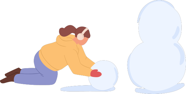 孩子们用雪做球来雕刻雪人图片下载