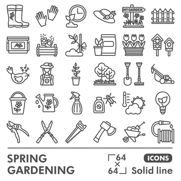 园林线条图标集农业符号图片下载