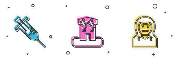 设置注射器纵火家和小偷面具图标图片下载