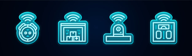 线条机器人：真空吸尘器智能仓库图片下载