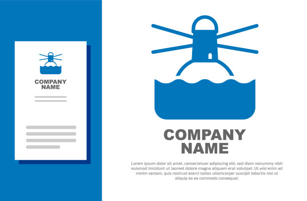 蓝色的灯塔图标孤立在白色的背景图片下载