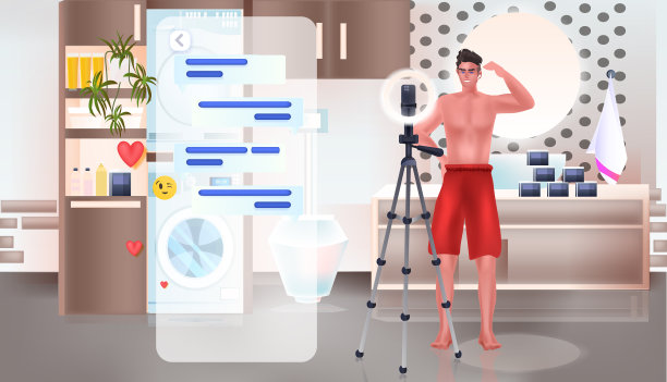 男子美容博主录制在线视频图片下载