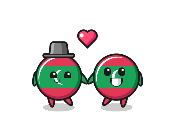 马尔代夫国旗徽章卡通人物情侣图片下载