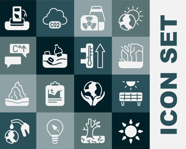 太阳落山太阳能板冰川融化图片下载