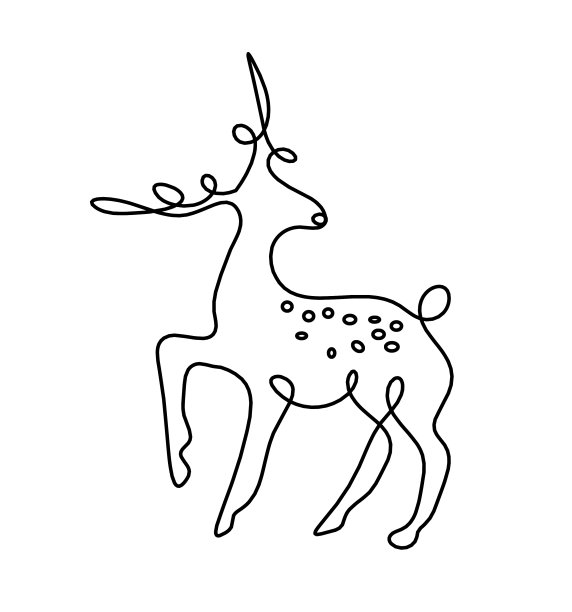 抽象的鹿的剪影就像画上的线条图片下载