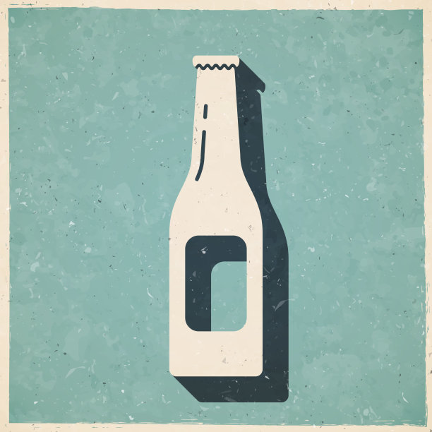 啤酒瓶。复古风格的图标-旧的纹理纸图片下载