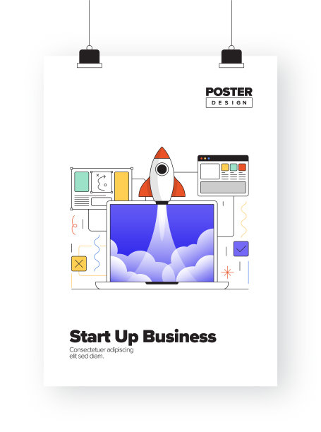 为海报，封面和横幅，广告和营销材料启动业务概念图片下载