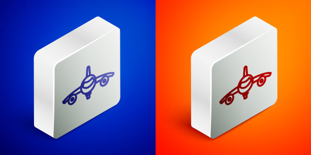 2.5D蓝背景飞机线条图标图片下载