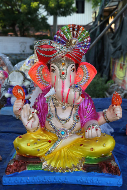 印度拉贾斯坦邦Ganesh Chaturthi节的准备图片下载