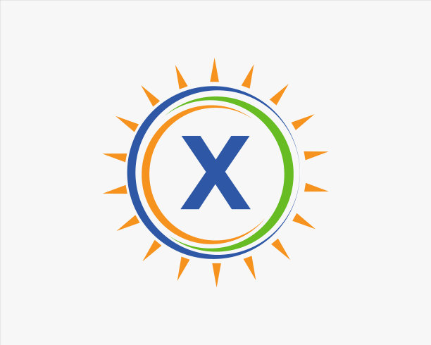 太阳太阳能标志上的字母x模板图片下载