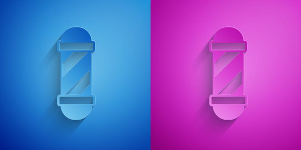 剪纸经典理发店电线杆图标孤立图片下载