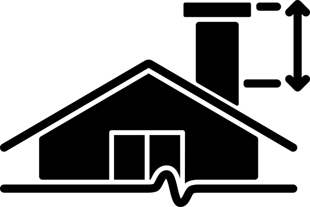 最小烟囱高度黑色字形图标图片下载