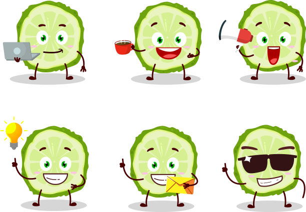 卡通人物卡菲尔酸橙水果片图片下载