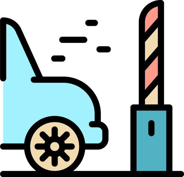 汽车通过停车屏障图标颜色轮廓图片下载